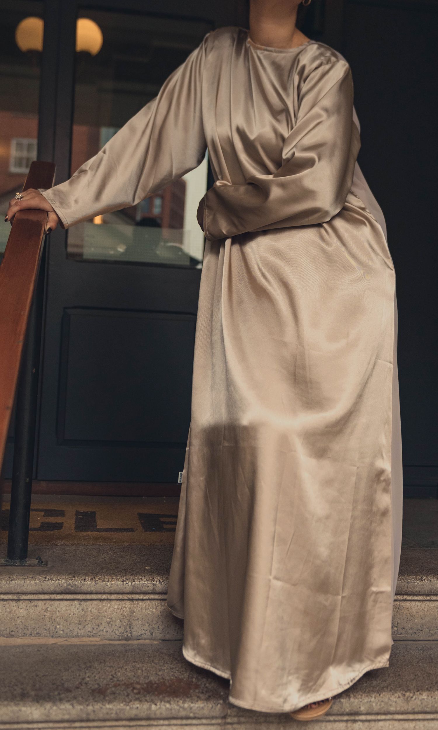 Satin Long-Sleeve Dress