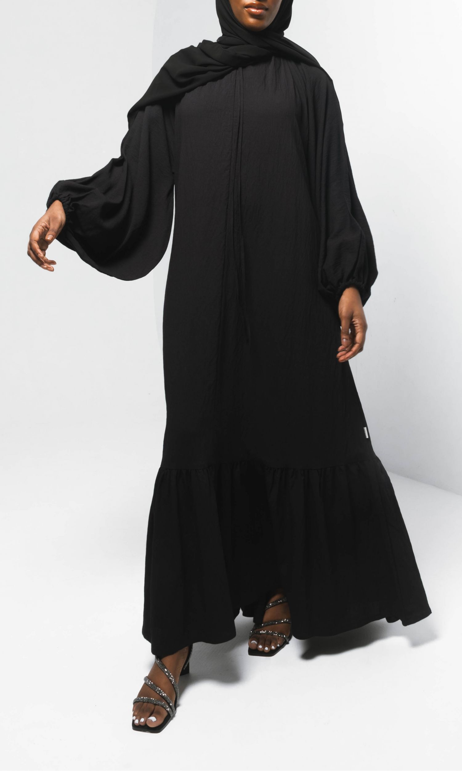 Linen Balloon Sleeve - Black