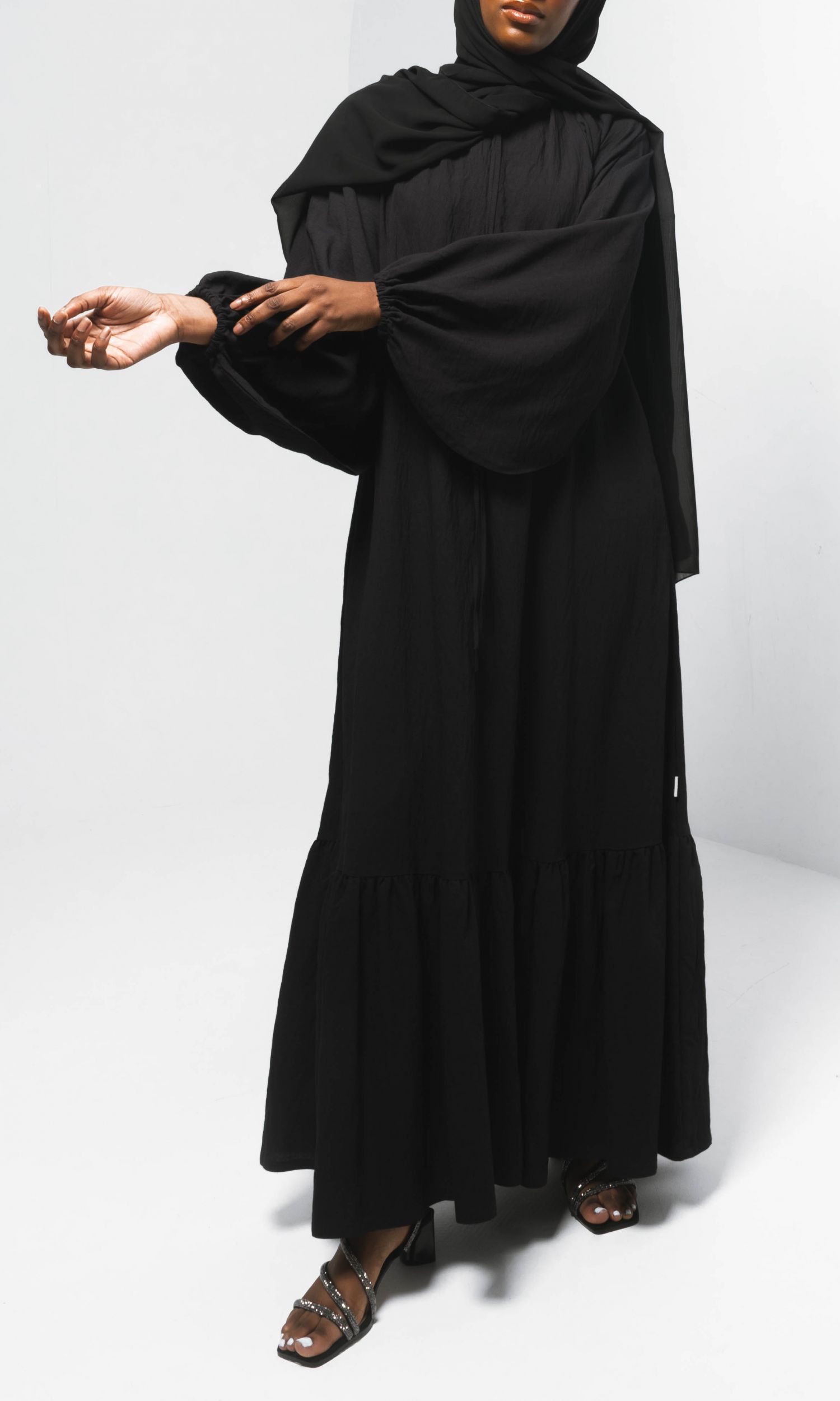 Linen Balloon Sleeve - Black
