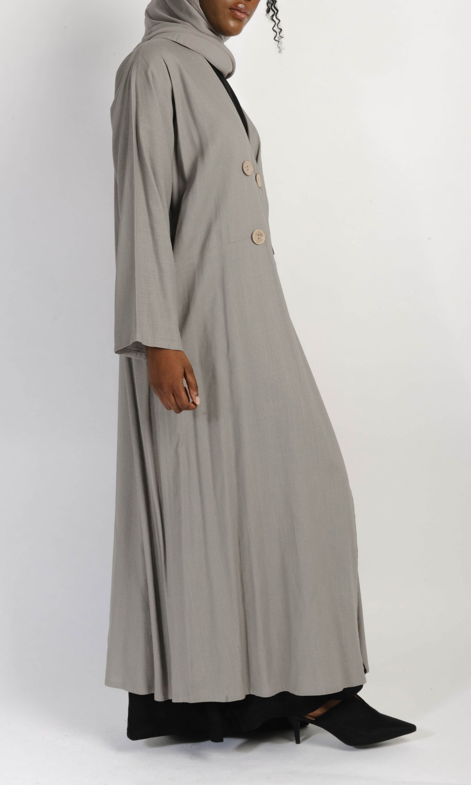 Linen Trench Abaya - Greige