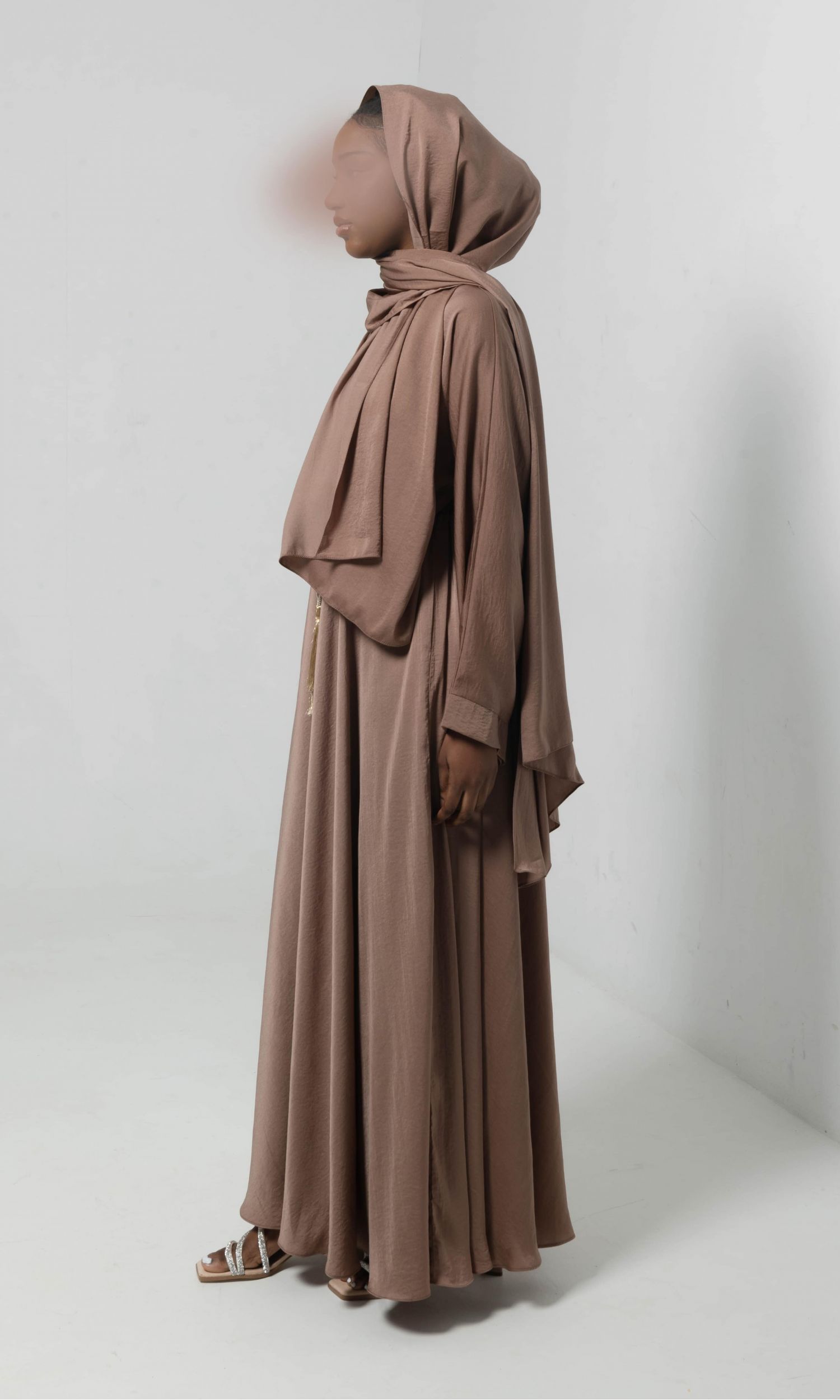 Viscose Flared Abaya in Mauve