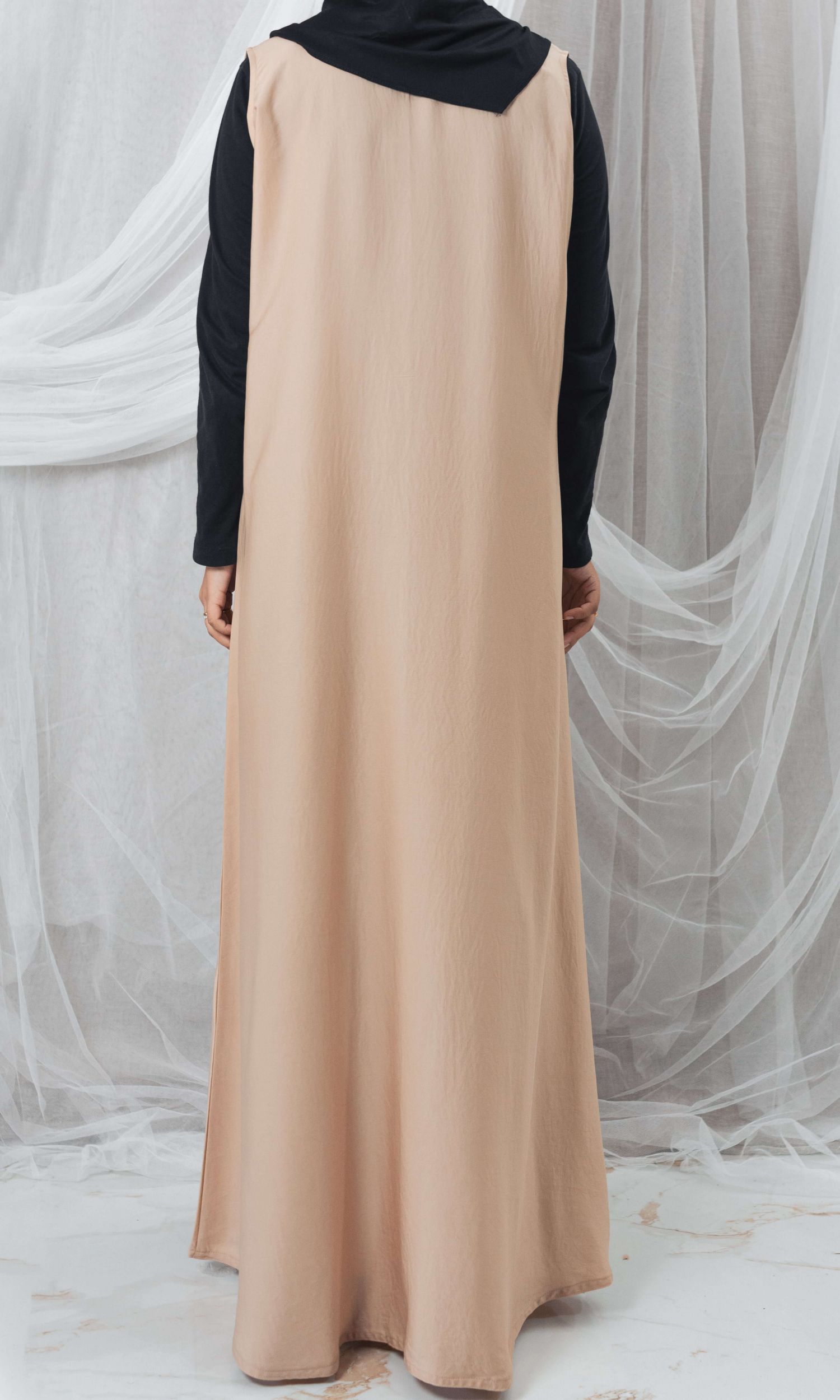Sateen Sleeveless Slip in Golden Beige