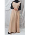Sateen Sleeveless Slip in Golden Beige