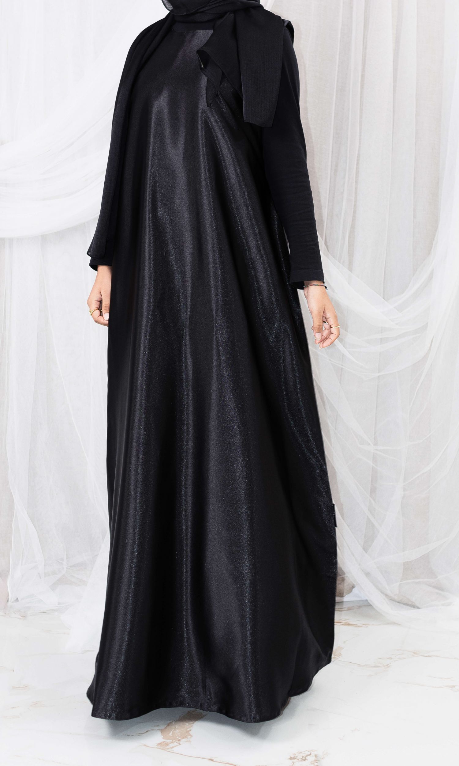 Satin Slip Dress - Black