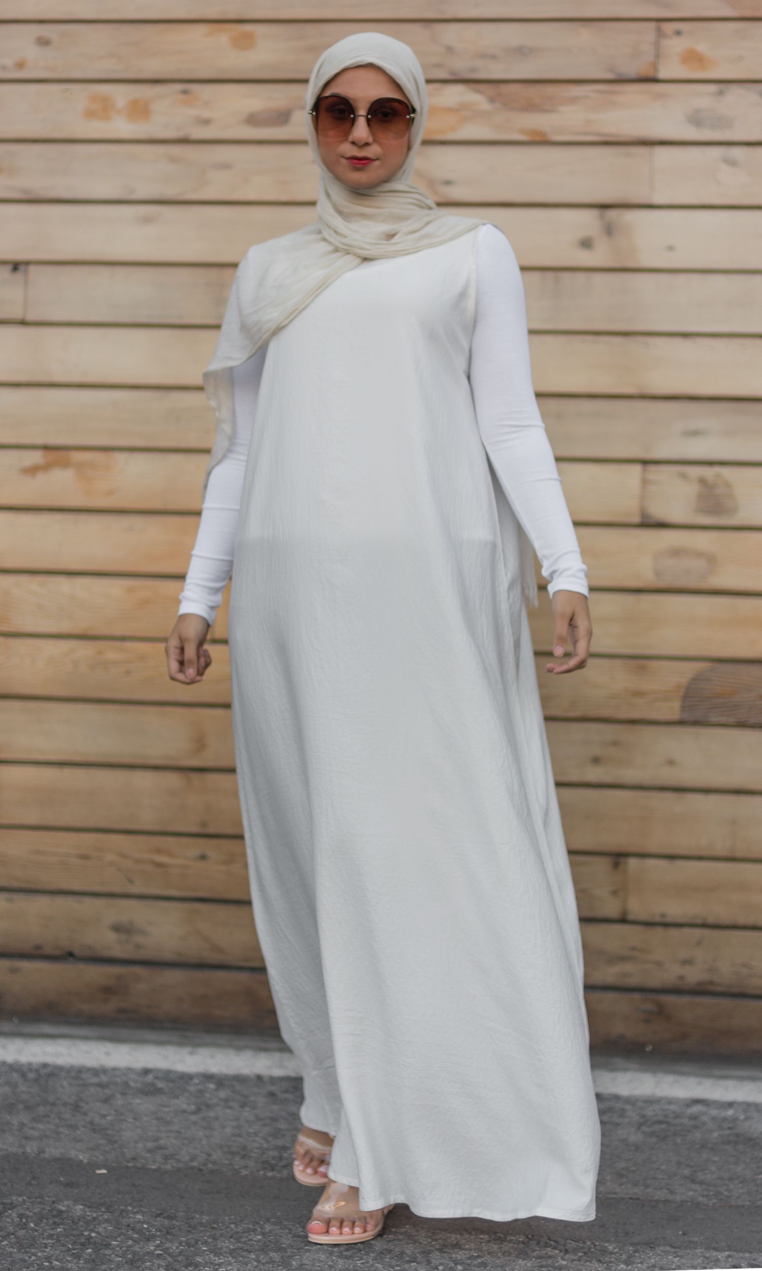 Sateen Sleeveless Slip in Pearly White