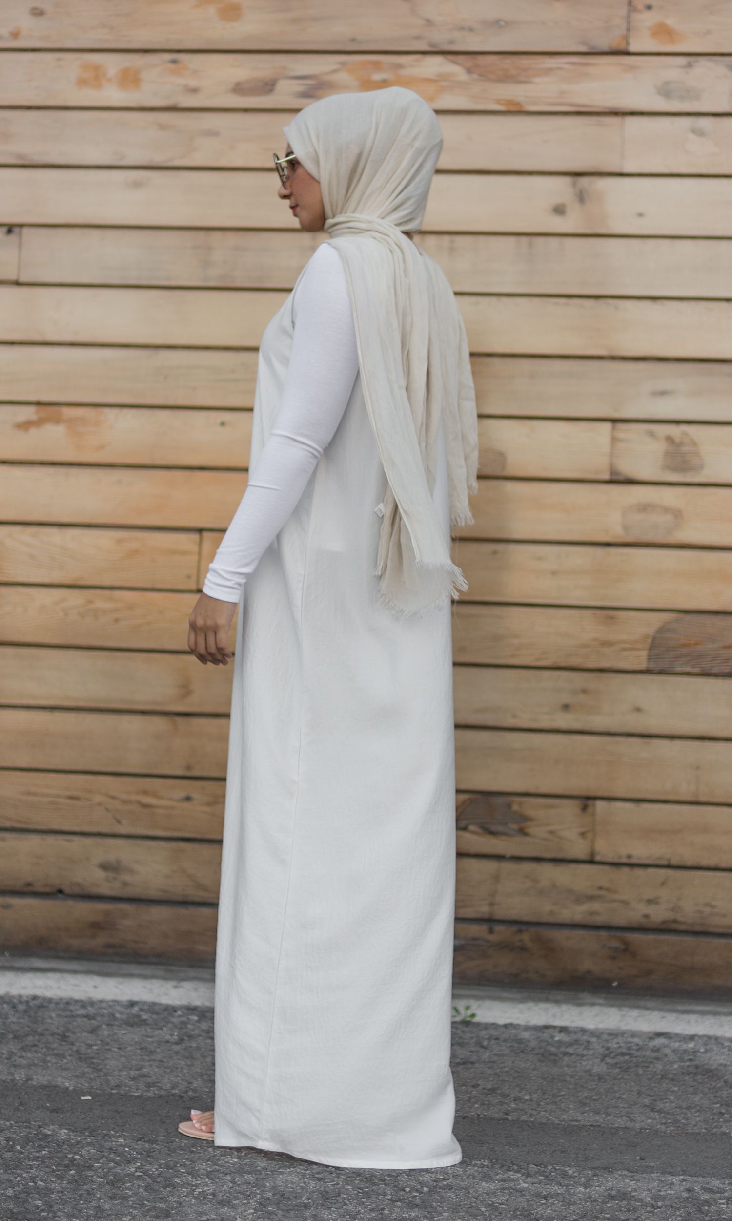 Sateen Sleeveless Slip in Pearly White