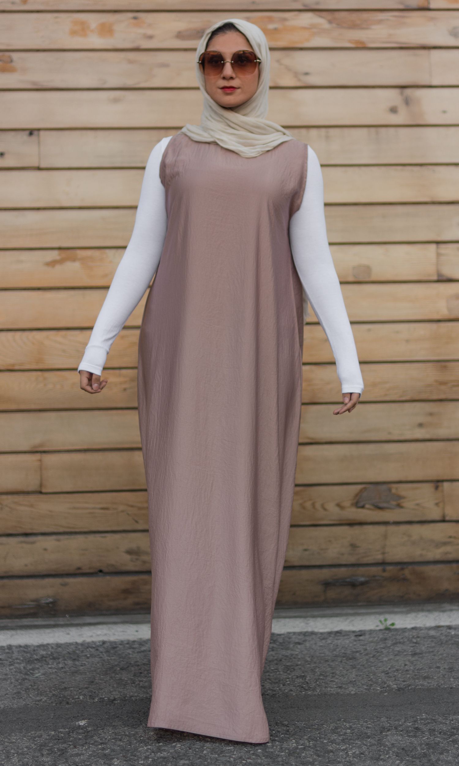 Sateen Sleeveless Slip in Mauve