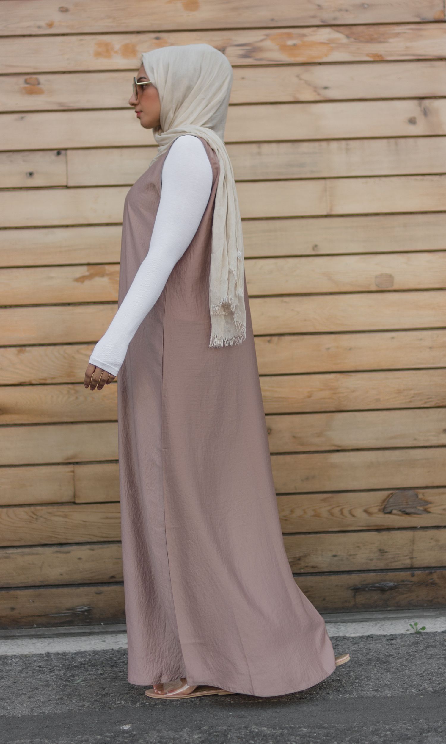 Sateen Sleeveless Slip in Mauve