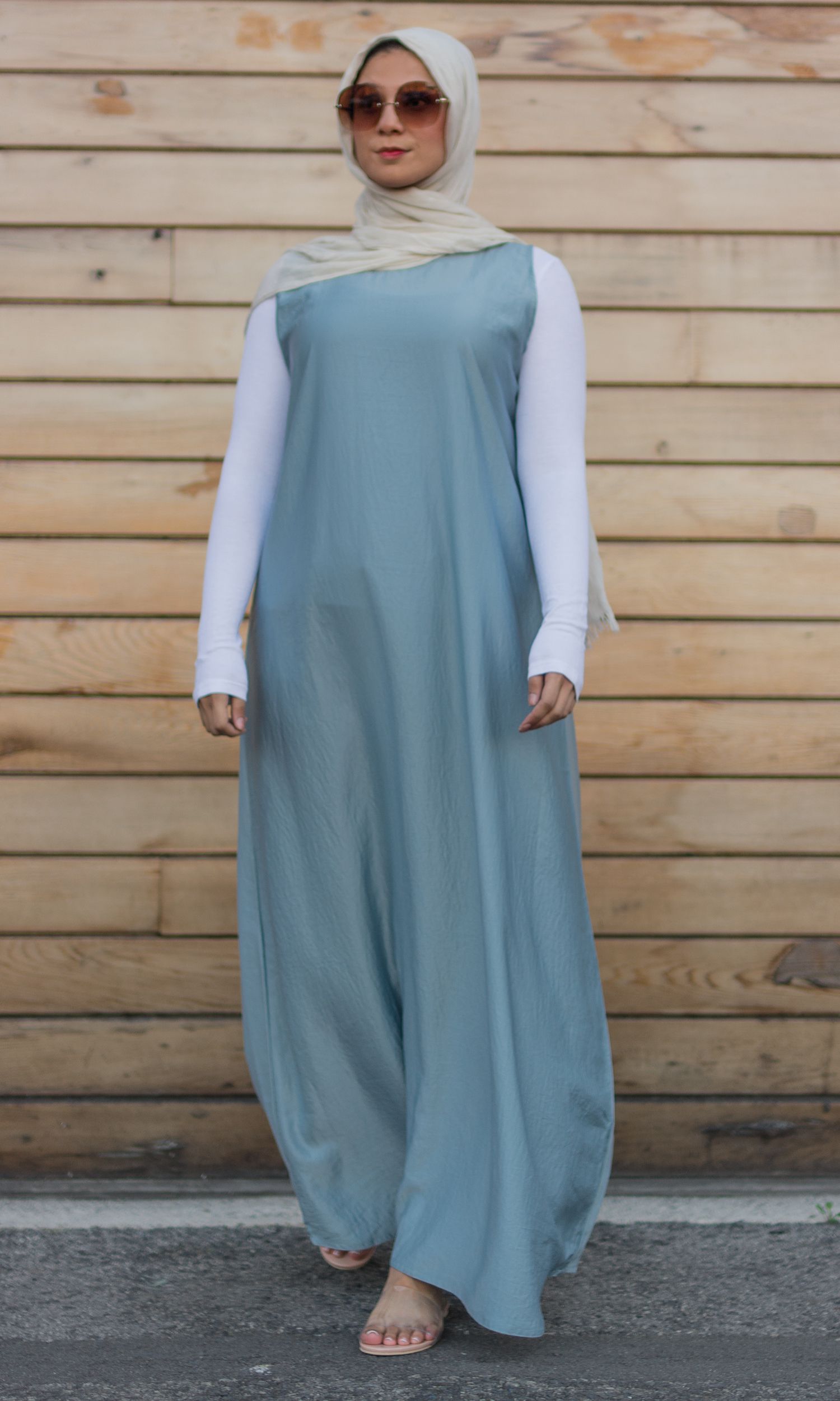 Sateen Sleeveless Slip in Caribbean