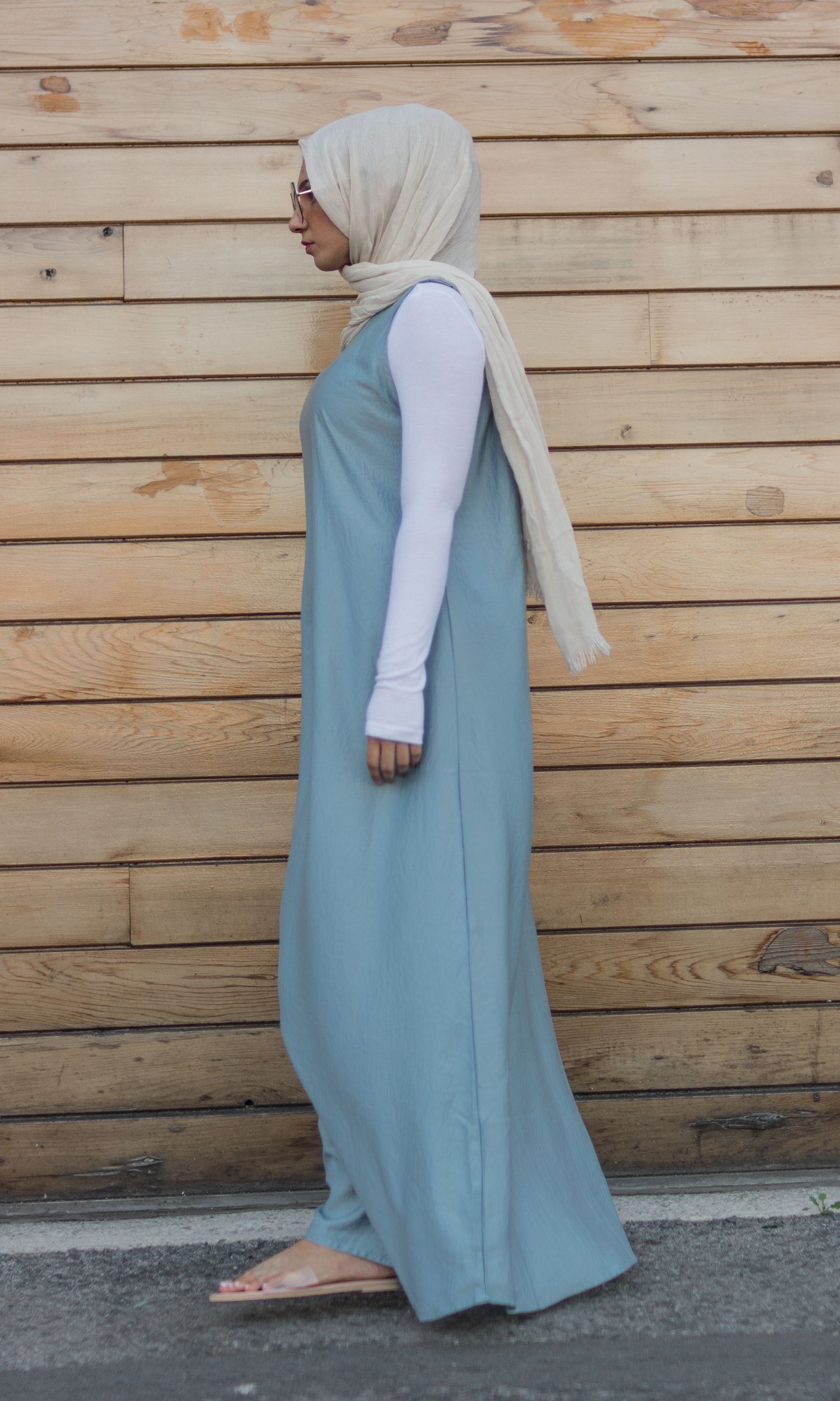 Sateen Sleeveless Slip in Caribbean
